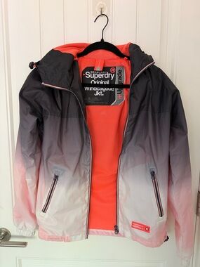 Superdry Original Windcagoule Jacket Ombre Coral to Gray Hooded
